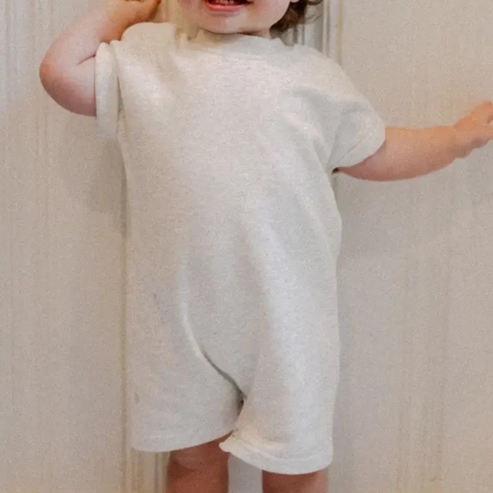 Winnie + Crew Ronnie Romper in Heather Grey
